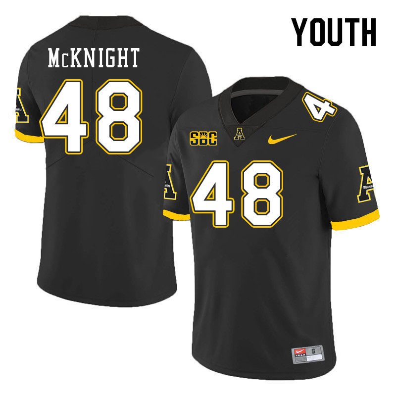 Youth #48 Deshawn McKnight Appalachian State Mountaineers College Football Jerseys Stitched Sale-Bla - Click Image to Close